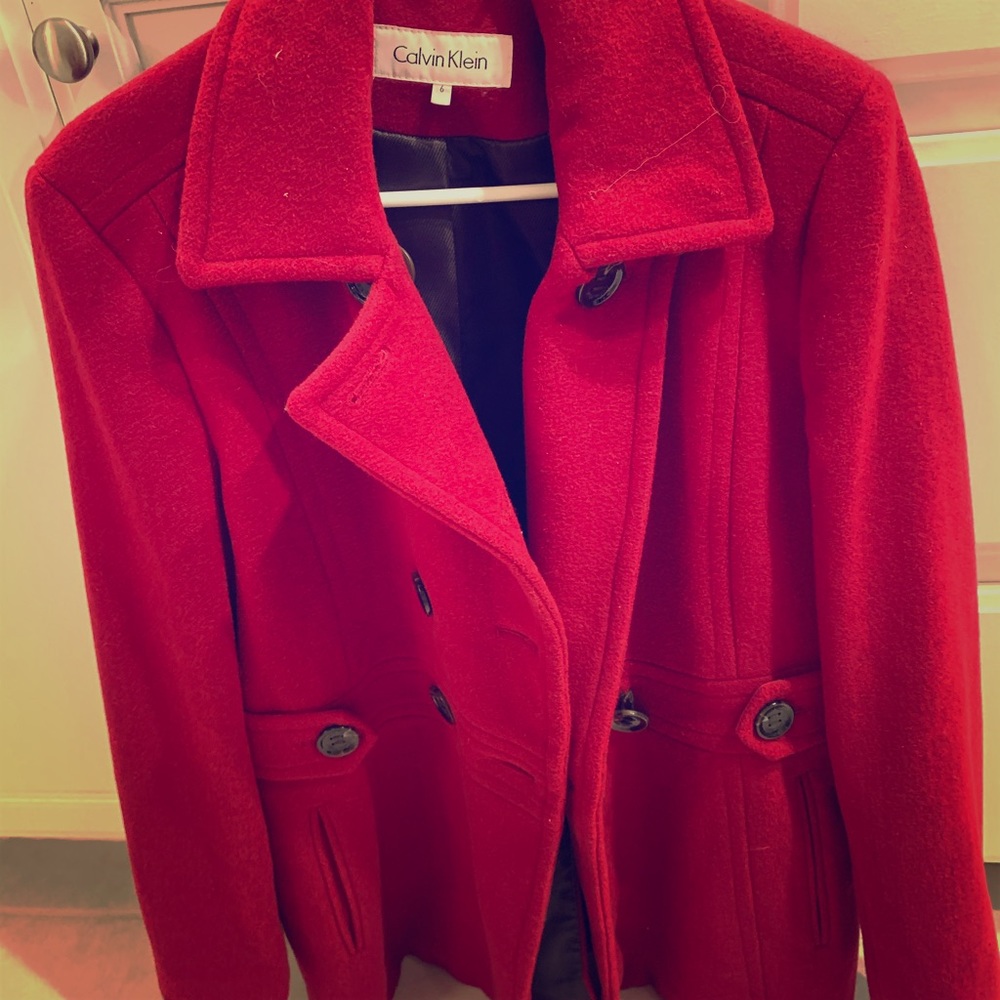 Calvin Clien Red Peacoat